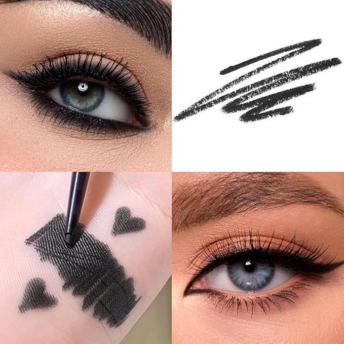 10PCS Black Automatic Waterproof Inner Eyeliner, Eyeshadow & Eyebrow Pencil – Multi-Use Cream Pen for Liner, Shadow & Brows,Matte Quick Dry Eye Pencils, Smudge Proof, Delineador de ojos