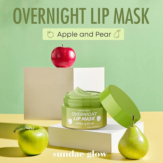 Apple & Pear Lip Mask Overnight Treatment – Dermatologist Tested, Korean Skin Care – Deep Moisture & Lip Hydration Repair with Shea Butter And Vitamin E – Vegan, Clean Beauty – 1 Pack