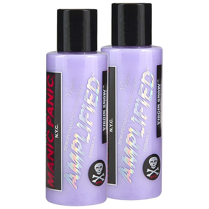 MANIC PANIC Virgin Snow Amplified Semi-Permanent Blue Tinted Hair Coloring - Eliminate Brassy Tones, Vegan, PPD & Ammonia-Free for Women & Men (2PK)