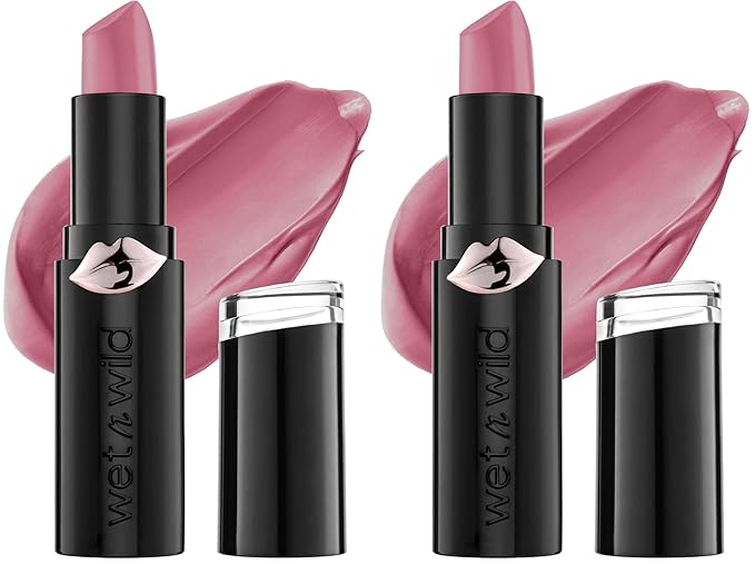 wet n wild Mega Last Matte Lip Color,Semi Matte Hyaluronic Acid Infused,Long Lasting Full Coverage for a Nourishing Pout,Cruelty-Free & Vegan - Mauve Outta Here,(Pack of 2)
