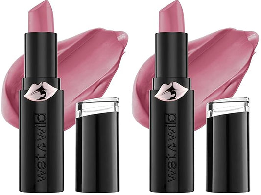 wet n wild Mega Last Matte Lip Color,Semi Matte Hyaluronic Acid Infused,Long Lasting Full Coverage for a Nourishing Pout,Cruelty-Free & Vegan - Mauve Outta Here,(Pack of 2)