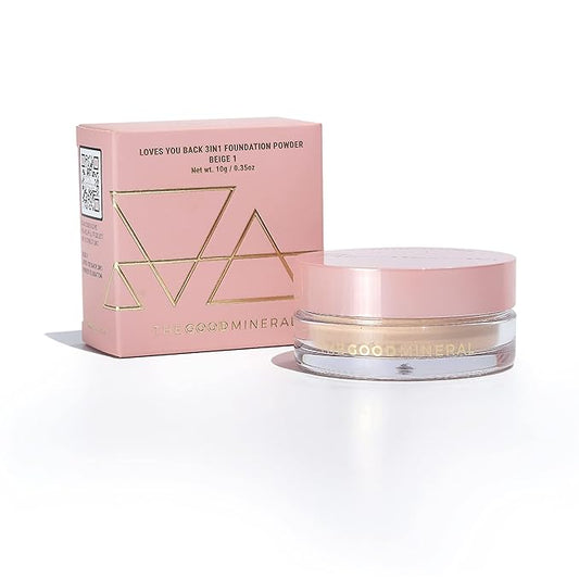 The Good Mineral Loves-You-Back 3in1 Mineral Powder Foundation (BEIGE 1) | Designed for Rosacea, Acne-Prone, Sensitive Skin | 3IN1 Concealer, Powder + Foundation | Non-Caking, Non-Drying