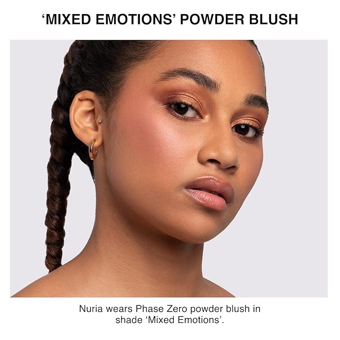 Phase Zero Makeup Powder Blusher | "Mixed Emotions" - 6.7g / 0.24 oz. | Pigmented, Buildable, Lightweight Powder Blush for a Radiant, Healthy, Natural Glow. Versatile Shades | Pink - Shimmer finish.