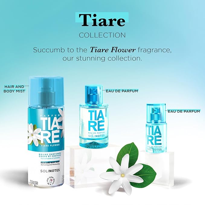 Solinotes Tiaré Body Mist – Alcohol-Free, Long-Lasting Fruity Floral Scent with Coconut, Peach, Vanilla & Musk– Clean, Refreshing Hair & Body Perfume Spray for Women (8.45 Fl Oz)