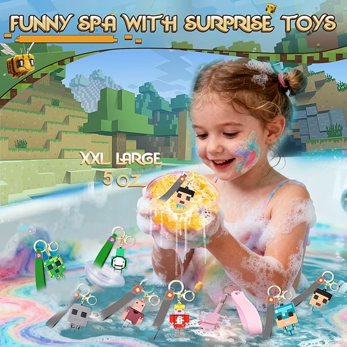 Bath Bombs for Kids: Build My Own World Dig a Bath Bombs with Toys Inside, Organic Bath Bomb Rich in Natural Essential Oils, Kids Bath Bomb Gift Set for Dry Skin Moisturize, Easter Basket Stuffers