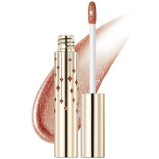 FOCALLURE High Shine Glitter Lip Gloss,Hydrates and Soothes Lips for a Gorgeous,Delivers a Non-sticky Glossy finish,Long-lasting Shine & Fuller-looking Lip Makeup,NU01 JOANNE