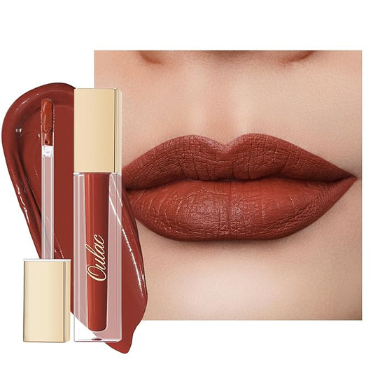 Oulac Dark Red Lipstick Matte for Women, Red Long Lasting Lipstick Smudgeproof, Waterproof Lip Stain, No Transfer, Creamy Texture, Vegan & Cruelty-Free Lip Makeup M21