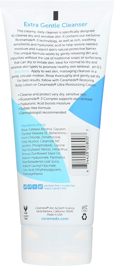 Ceramedx - Extra Gentle Body Cleanser | Natural Ceramide Cleanser for Dry, Sensitive Skin | Cruelty Free, Vegan & Fragrance Free | 6 fl oz