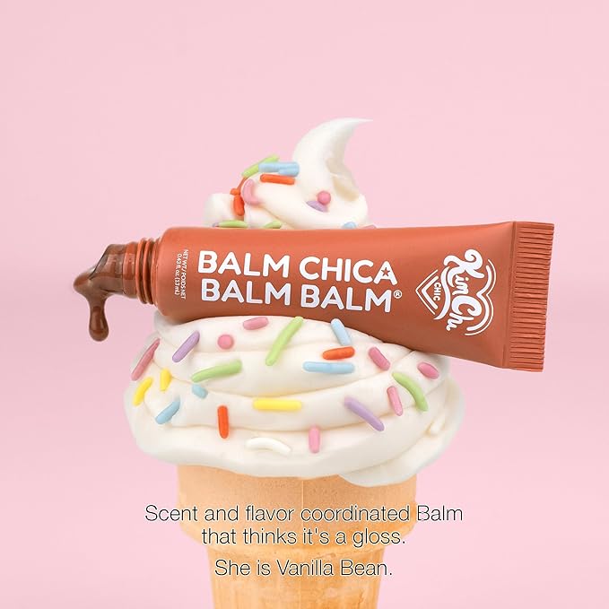KimChiChic Beauty Balm Chica Balm Balm, Glossy Tinted Flavored Lip Balm, Hydrating Vegan Lip Gloss, Cruelty-Free, Paraben-Free Treatment for Soft, Smooth Lips, 0.8 fl. oz, 02-Vanilla Bean