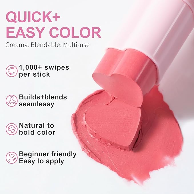 Cream Blush Stick - Multi-Use Makeup for Cheeks & Eyes, Lightweight & Blendable Formula, Satin Glow Finish, Hydrating Cream Blush for All Skin, Long Lasting Wear, SWEETIE, 0.25 oz