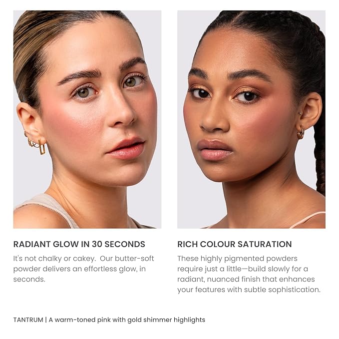 Phase Zero Makeup Powder Blusher | "Tantrum" | 6.7g / 0.24 oz. | Pigmented, Buildable, Lightweight Powder Blush for a Radiant, Healthy, Natural Glow Versatile Shades | Pink, Coral, Peach & Golden Hues