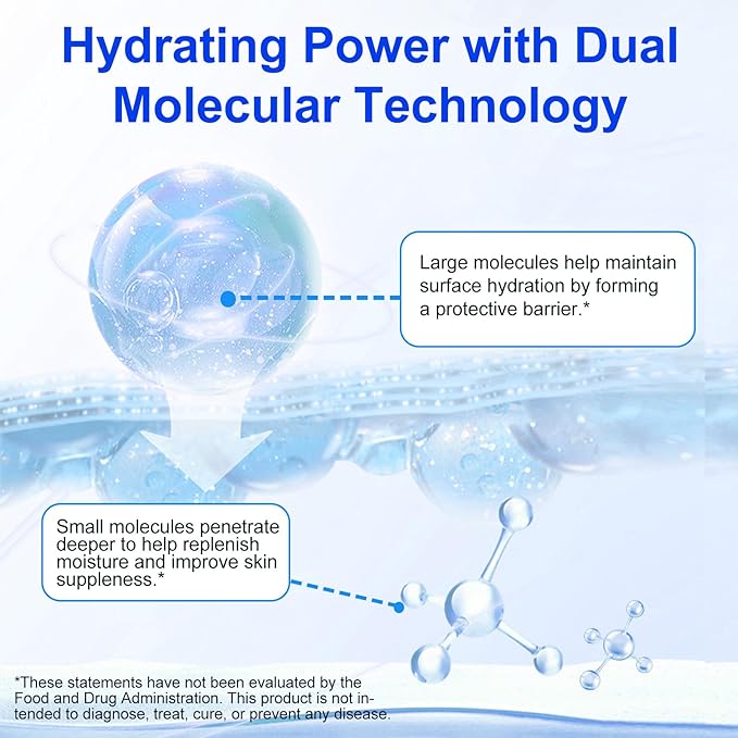 Pure Hyaluronic Acid Powder for Face & Joints, Dual Molecular Weight for Deep Hydration, Anti-Aging, DIY Serum Ingredient, Fragrance-Free, Vegan, 1 Scoop = 1 Bottle of Essence, 3.52 Oz