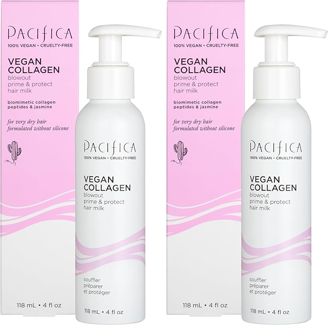 Pacifica Heat Protection Spray for Hair - Vegan Collagen Blowout Prime & Thermal Protection Hair Milk - Blow Dry Spray - for Curly, Wavy & Straight Hair - Vegan & Cruelty-Free Dermatologist Tested