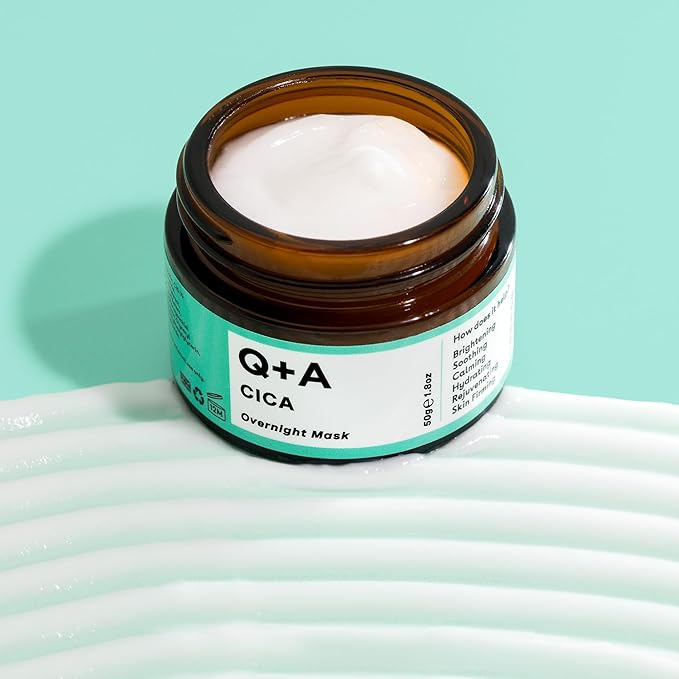Q+A Cica Overnight Face Mask (50g), Calming, Hydrating and Barrier-Strengthening Face Care, Sleeping Mask for Sensitive, Stressed and Dry Skin, With Centella Asiatica, Vegan Skincare