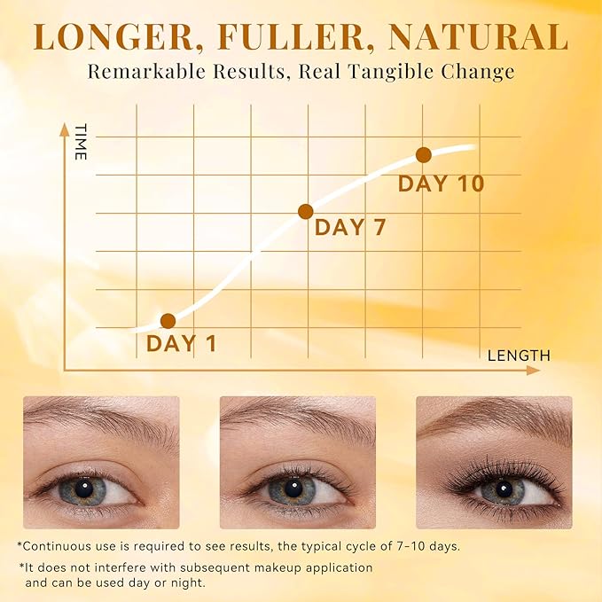 Eyelash Growth Serum, Eye Lash and Eyebrow Enhancing Serum for Women & Men - with Advanced Formula to Boost Longer Fuller and Thicker Lashes and Eyebrows, Gentle & Vegan for Sensitive Eyes (3 mL)