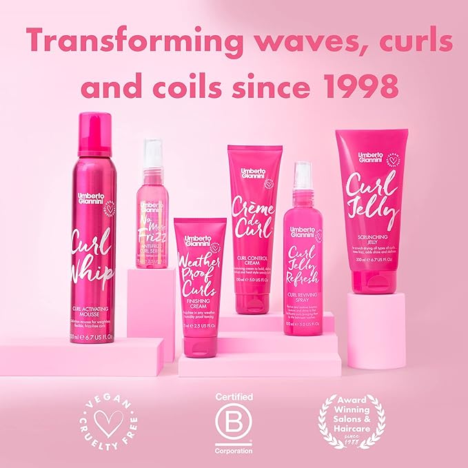 Umberto Giannini Curl Jelly & Foam Mousse Duo - Vegan & Cruelty-Free Styling Gel and Mousse for Defrizzing Curly or Wavy Hair