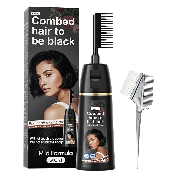 Permanent Hair Color, Permanent Black Hair Dye （7.1 Ounce） 100% Grey Coverage, Ammonia Free, Vegan, Cruelty Free | Biotin for Thicker, Fuller Hair (Black, 200ML)
