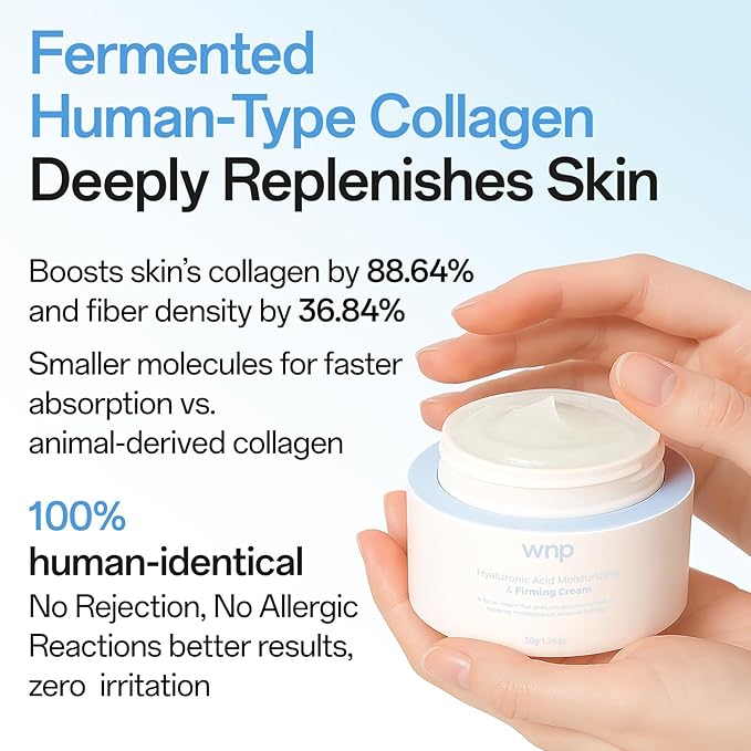 WNP Hyaluronic Acid Moisturizing & Firming Cream -4D Hyaluronic Acid, Aloe Vera,Peptides,Collagen,Ceramides Anti-Aging Face Moisturizer Vegan SkinCare for Fine Lines,Wrinkles Dry Sensitive Skin