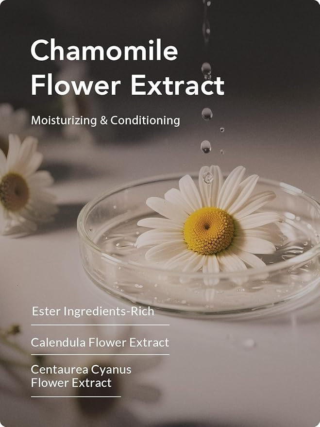 Kustie Chamomile Petal Body Wash with 972 Real Petals Floating in Clear Gel – Calendula & Amino Acids – Vegan, Sulfate-Free, Soothes & Moisturizes Sensitive Skin – 24H Floral Scent, 24.3 fl oz