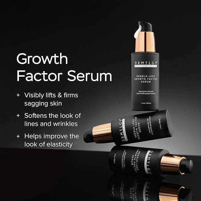 DRMTLGY Needle-less Growth Factor Serum for Face – Multi-Peptide & Hyaluronic Acid Facial Serum, Firming & Lifting, Skin Barrier Support & Wrinkle Care