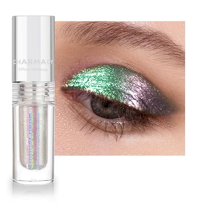 CHARMACY Liquid Duochrome Eyeshadow, Multi-Dimensional Eye Looks, Long Lasting Glitter Eye Shadow Sets Metallic Pigments, Quick Drying, Sparkling Shiny Eye Makeup for Beginners, 1.6g (#14)