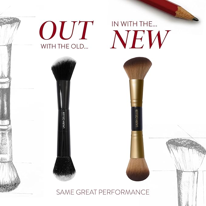 LAURA GELLER NEW YORK Cosmetic Professional Makeup Brushes - Cruelty-Free - 09 Dual-Ended Blush and Bronzer Brush