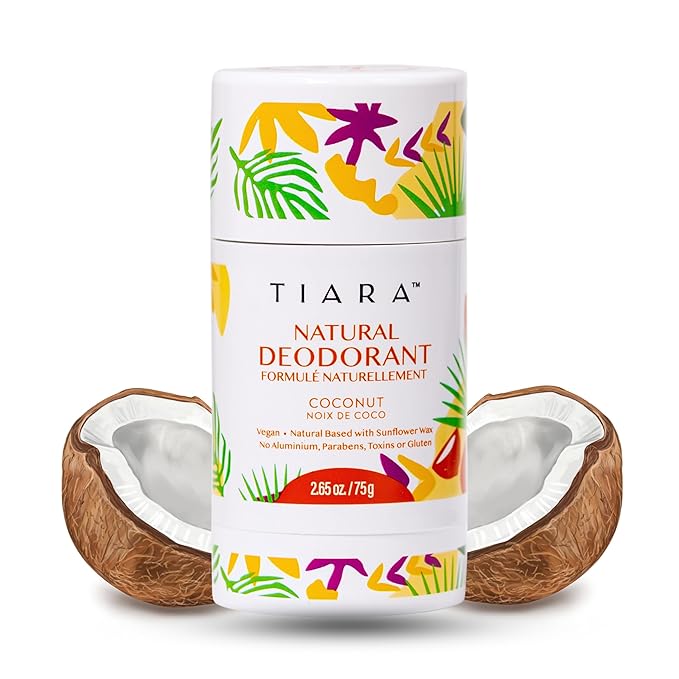 TIARA Whole Body All Natural Deodorant for Women, Aluminum Free Deodorant for Men, Safe for Kids Use All Over Body, Paraben Free, No Chemicals Vegan & Non Toxic, Travel Size (Coconut)