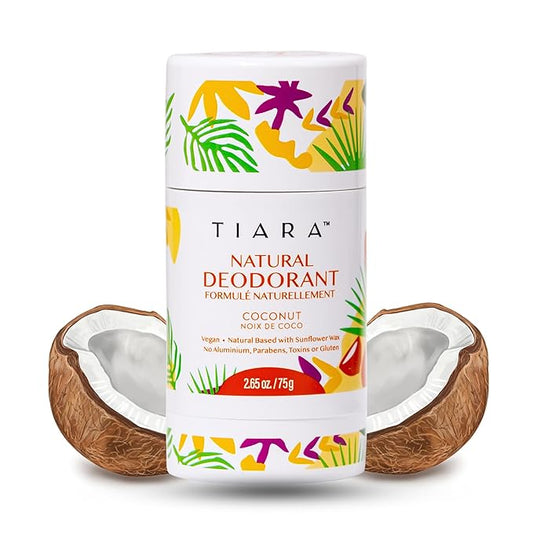 TIARA Whole Body All Natural Deodorant for Women, Aluminum Free Deodorant for Men, Safe for Kids Use All Over Body, Paraben Free, No Chemicals Vegan & Non Toxic, Travel Size (Coconut)
