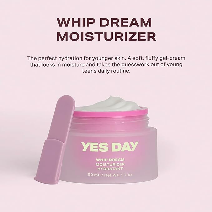 Yes Day Whip Dream Face Moisturizer for Teens – Whipped Airy Gel Cream for Glowing Skin – Clean Hydrating Skincare for Teens & Ages 10 Up, with Coconut and Vegan Ceramides (50ml / 1.7 fl oz)