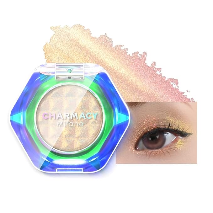 CHARMACY Multichrome Glitter Eyeshadow, Intense Pigmentation Chameleon Sparkling Eyeshadow, Bright Highlighter Duochrome Eye Make Up, Multi-Reflective Finishes Glitter Metallic Eye Makeup #03