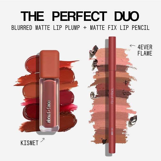 about-face Blur Matte Lip Plump – Soft-Matte Liquid Lipstick with Plumping Effect – Hydrating, Vegan, Cruelty-Free, Clean Beauty – 0.2 oz (Kismet - Cool Pink)
