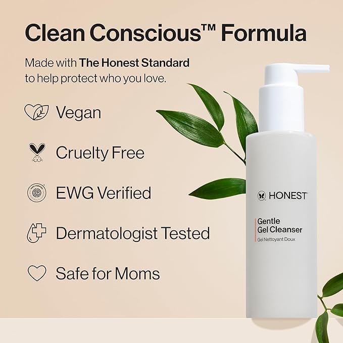 Honest Beauty Gentle Gel Daily Face Cleanser, Calms, Refreshes, Hydrates, Vegan Safe for Sensitive Skin, 5 fl oz, (Pack of 2)