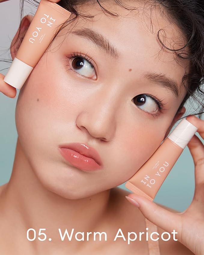INTO YOU Liquid Blush for Cheeks, Water Sense Evolves into Soft Fog Powder Blush Matte and Natural finish, Light and Comfortable Creamy to Hold Makeup, Warm Apricot(A05)