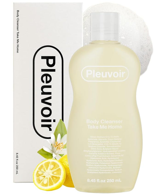 Pleuvoir Body Cleanser Take Me Home - Perfume Body Wash - Yuzu Neroli Citrus Floral Scent - Rich Moisturizing Foam with 8 Types Hyaluronic Acid Ceramides - Vegan K-Beauty, 8.45 fl.oz