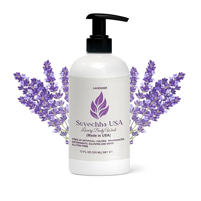 Vegan Body Wash with non toxic, Organic Ingredients | Made in USA |Great for Delicate Skin | Paraben free, gluten free, sulfate free| Moisturizing with organic Aloe & Shea Butter (Lavender)