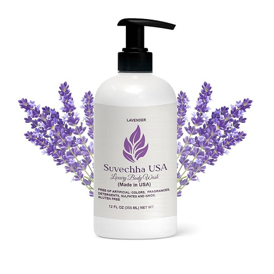 Vegan Body Wash with non toxic, Organic Ingredients | Made in USA |Great for Delicate Skin | Paraben free, gluten free, sulfate free| Moisturizing with organic Aloe & Shea Butter (Lavender)