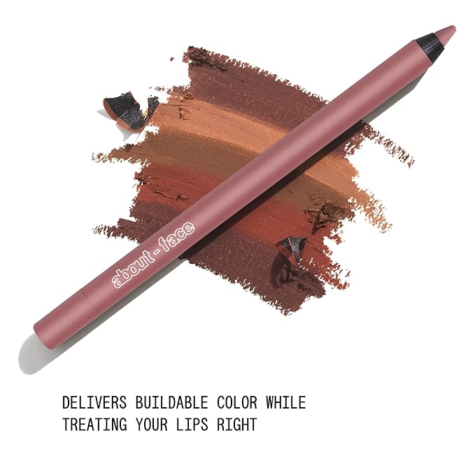 about-face Matte Fix Lip Pencil Raw Kiss – Long-Wear, Creamy Matte Lip Liner with Hyaluronic Acid & Vitamins C & E – Vegan, Cruelty-Free, Clean Beauty – 0.042 oz (Burnt Sienna)