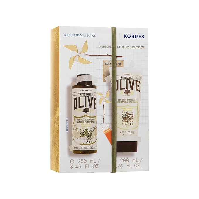 KORRES Olive Blossom Body Care Set, 2-Piece Gift Set With Body Milk & Shower Gel, Gift for Women & Men, Natural and Pure Greek Olive Oil Skincare, Made in Greece, Vegan, 8.45 FL Oz & 6.76 FL Oz