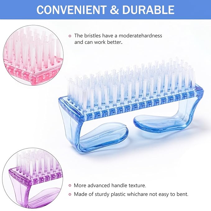Handle Grip Nail Brush, Nail Cleaning Brushes Pedicure Scrubbing tool, Toes Fingernail Brush Scrub Cleaner kit for Men and Women 8 Pack (Multicolor)