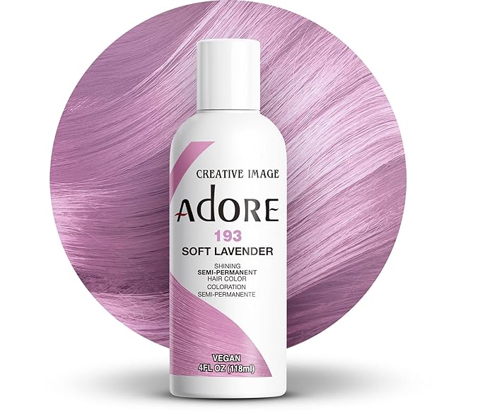 Adore Semi Permanent Hair Color (193 Soft Lavender) | Vegan & Cruelty-Free Pink Hair Dye | No Ammonia, No Peroxide, No Alcohol | 4 Fl Oz