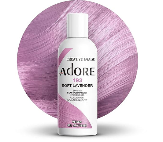 Adore Semi Permanent Hair Color (193 Soft Lavender) | Vegan & Cruelty-Free Pink Hair Dye | No Ammonia, No Peroxide, No Alcohol | 4 Fl Oz