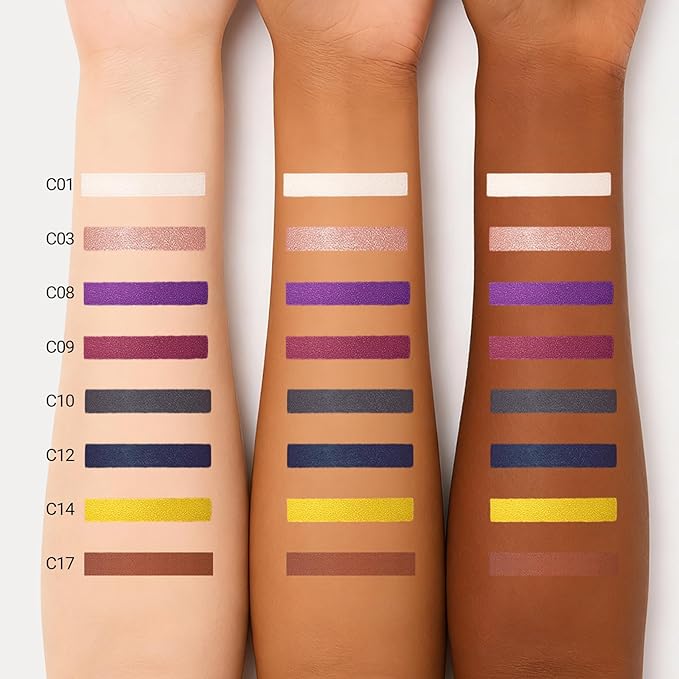 Erinde Waterproof Cream Eyeshadow Stick, Dark Purple Shimmer Eye Shadow Sticks, Cream to Powder Eyeshadow Crayon, Buildable & Blendable Long-Lasting Eye Shadow Stick, Vegan & Cruelty-Free, C08