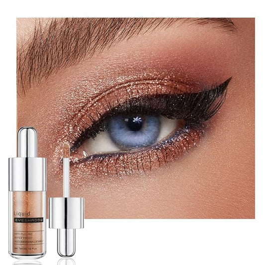 Coral Copper Shimmer Liquid Eyeshadow, Longwear Waterproof Eye Shadow Cream, Buildable Highly Pigmented Blendable Eye Makeup, Vegan Cruelty-Free Paraben-Free for Older Women Stage makeup 04#