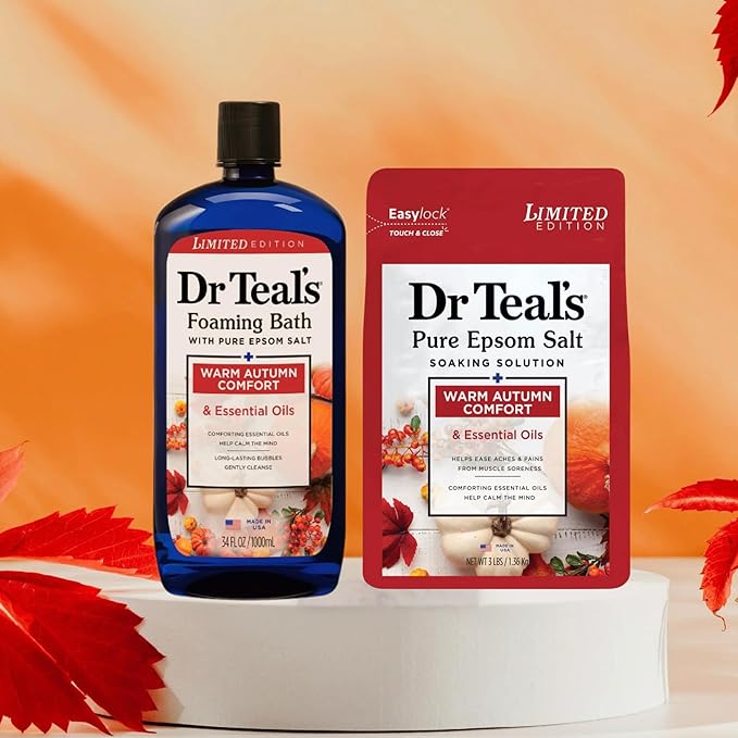 Dr Teal's Warm Comfort Pure Epsom Salt Soak and Foaming Bath Duo Pack (Salt + Foaming Bath)