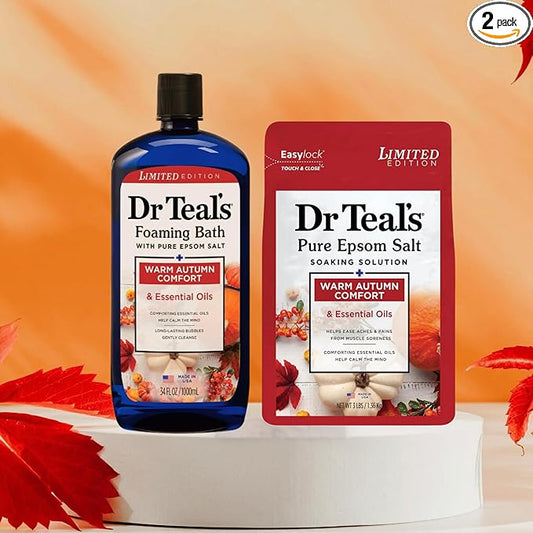 Dr Teal's Warm Comfort Pure Epsom Salt Soak and Foaming Bath Duo Pack (Salt + Foaming Bath)