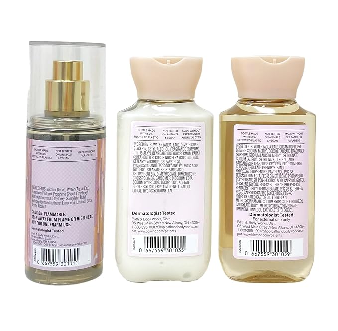 Bath & Body Works Champagne Toast Mini Gift Box Trio - Fragrance Mist - Body Cream and Body Wash with a Himalayan Salts Springs Sample Soap - Travel Size
