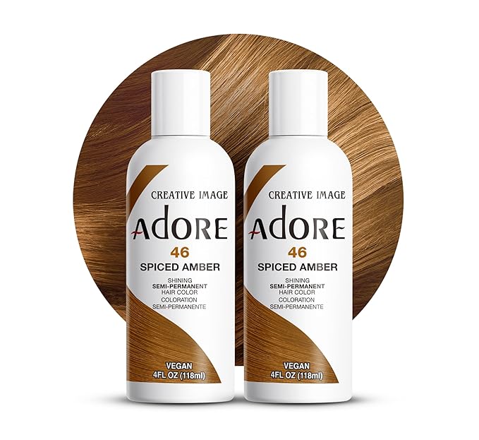 Adore Semi Permanent Hair Color (046 Spiced Amber) (2 Pack) | Vegan & Cruelty-Free Brown Hair Dye | No Ammonia, No Peroxide, No Alcohol | 4 Fl Oz