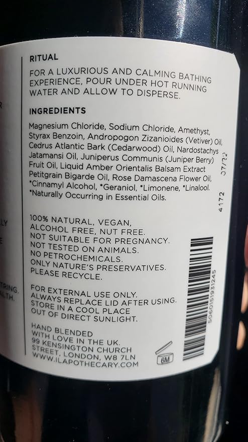 ilapothecary Magnesium and Amethyst Deep Relax Bath Soak - Gluten Free - Mineral Salt Magnesium Bath Soak - Alcohol and Nut Free - 14.1 oz