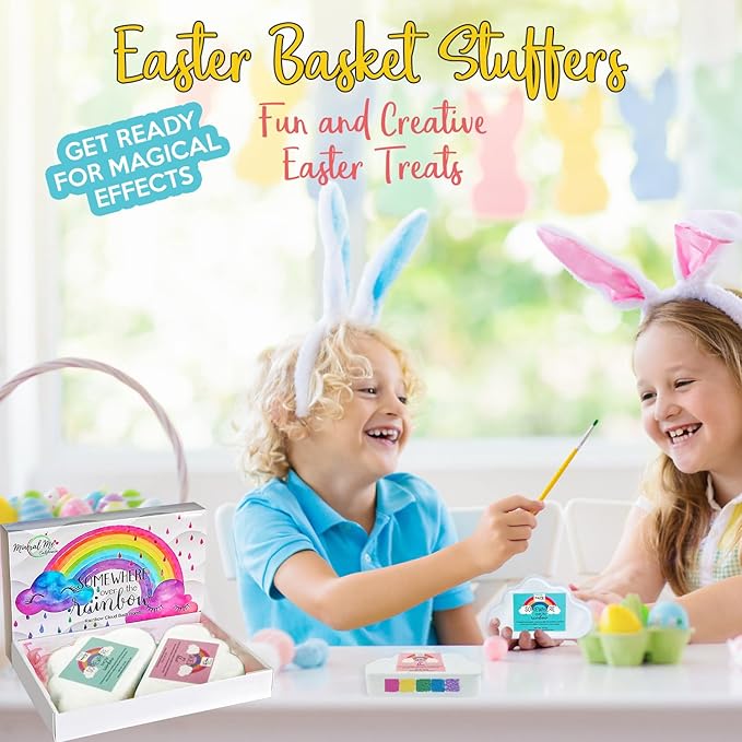 Bath Bombs for Kids - All Natural Magic Rainbow BathBombs w/Organic Ingredients, Moisturizing, Vibrant Colors & Rich Bubbles, Cloud Bath Bombs, Birthday Gifts for Kids, Easter Gifts for Girls