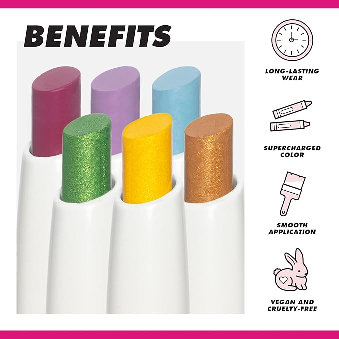 Lime Crime Electric Slide Eyeshadow & Brush Stick, Chill Pill (Metallic Teal) - Lightweight 2-in-1 Eyeshadow Smudge Stick with Angled Brush for Long Lasting Bold Color - Vegan
